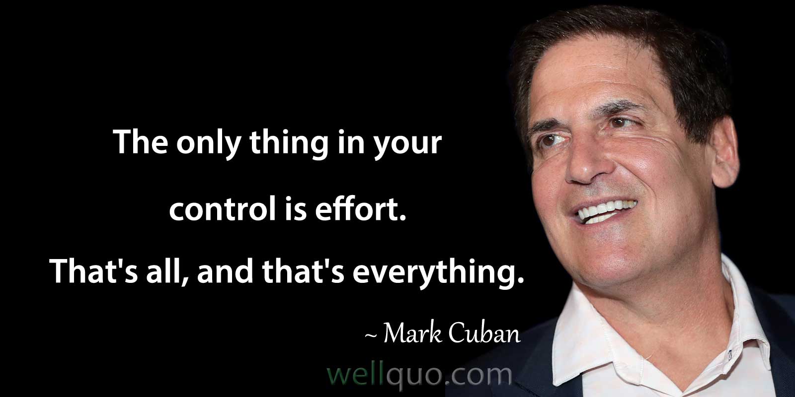 Mark Cuban Quotes - The only thing in your control is effort. That's all, and that's everything.